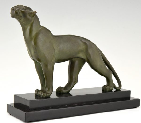 Art Deco bronze sculpture of a panther