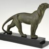 Art Deco bronze sculpture of a panther