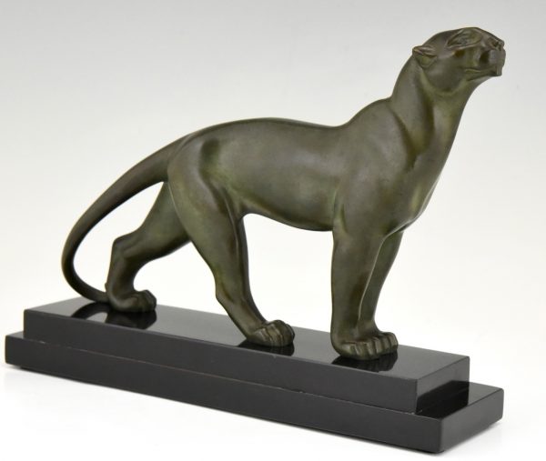 Art Deco bronze sculpture of a panther