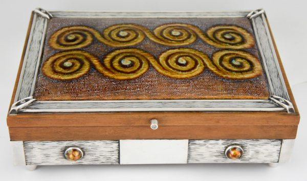 Mid Century silver and enameled box