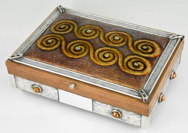 Mid Century silver and enameled box