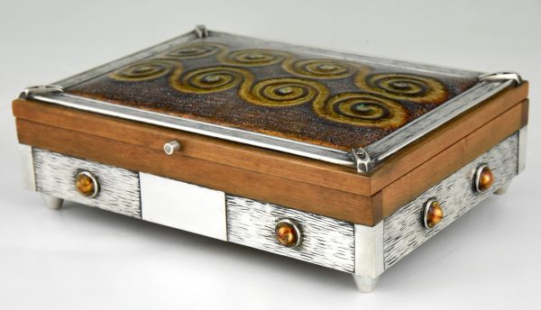 Mid Century silver and enameled box