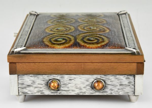 Mid Century silver and enameled box