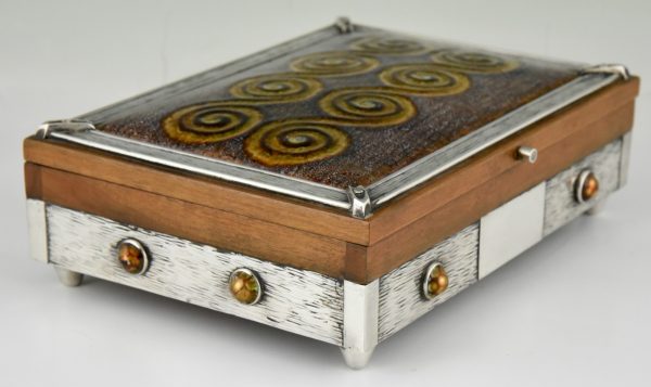 Mid Century silver and enameled box