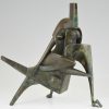 The kiss, modern bronze sculpture embracing couple