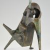 The kiss, sculpture moderne en bronze, couple enlacé