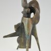 The kiss, modern bronze sculpture embracing couple