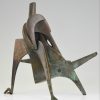 The kiss, modern bronze sculpture embracing couple