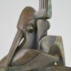 The kiss, modern bronze sculpture embracing couple