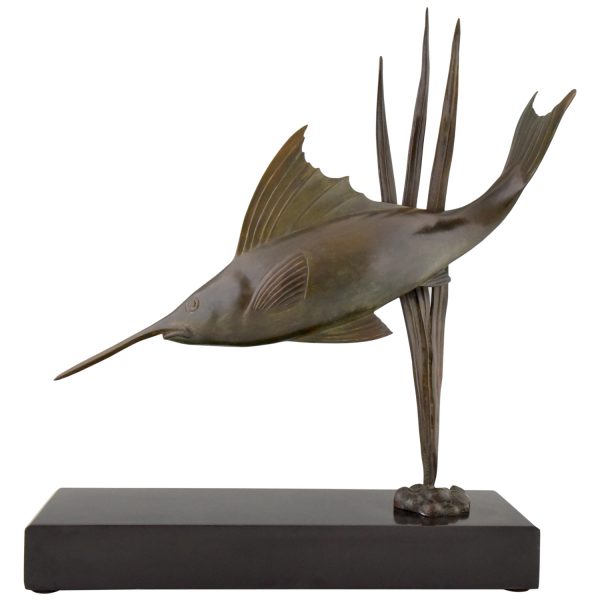 Art Deco Bronze Skulptur Schwertfisch