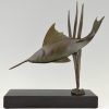 Art Deco bronze sculpture of a swordfish