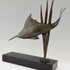 Art Deco bronze sculpture of a swordfish