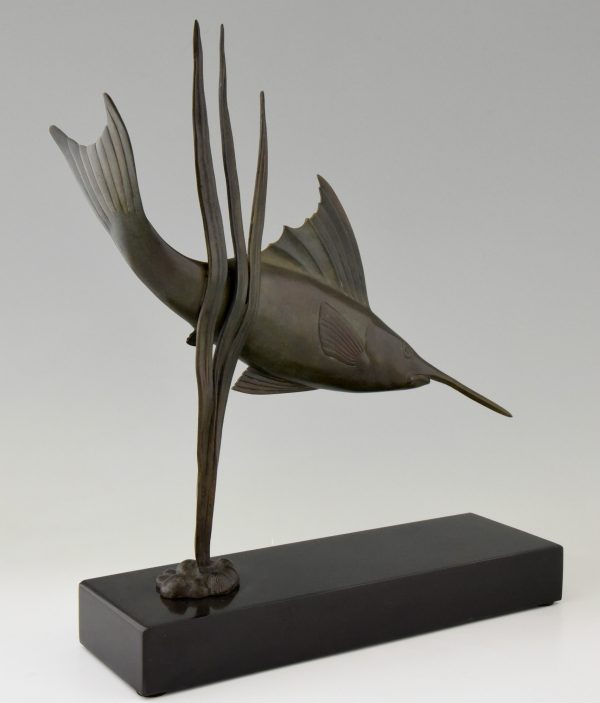 Art Deco bronze sculpture of a swordfish