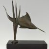 Art Deco bronzen beeld zwaardvis