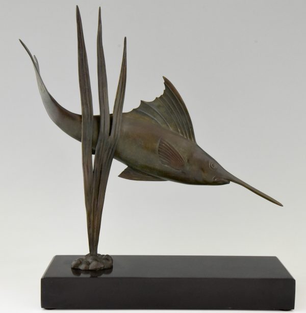 Art Deco Bronze Skulptur Schwertfisch