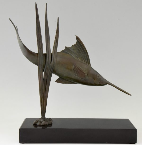 Art Deco bronze sculpture of a swordfish