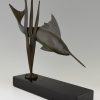 Art Deco bronzen beeld zwaardvis