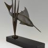 Art Deco bronze sculpture of a swordfish