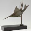 Art Deco bronzen beeld zwaardvis