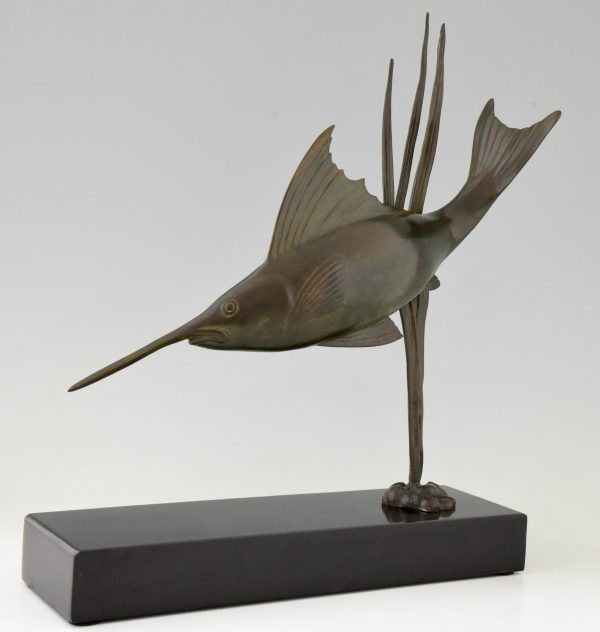 Art Deco Bronze Skulptur Schwertfisch