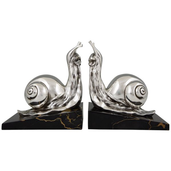 Serre livres Art deco bronze argenté escargots