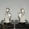 Art Deco silvered bronze snail bookends