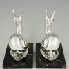 Art Deco silvered bronze snail bookends