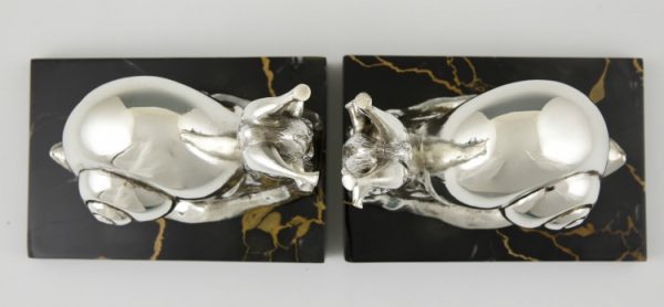 Art Deco silvered bronze snail bookends