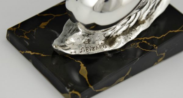 Art Deco silvered bronze snail bookends