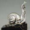 Art Deco silvered bronze snail bookends