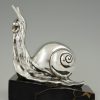 Art Deco silvered bronze snail bookends