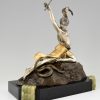 Art Deco bronze nude snake dancer