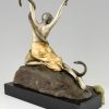 Art Deco bronze nude snake dancer