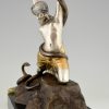 Art Deco Bronze Akt Schlangen Tänzerin