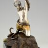 Art Deco bronze nude snake dancer