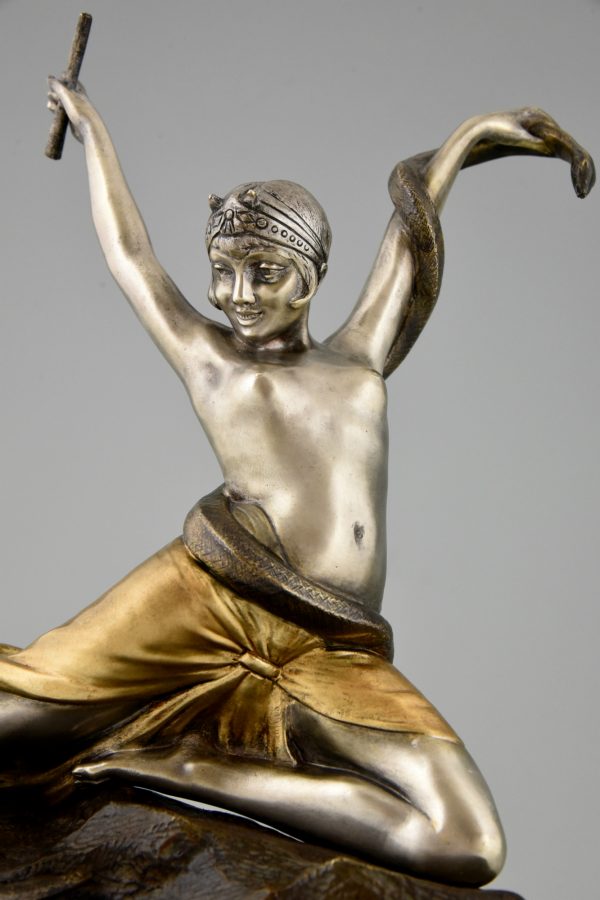 Art Deco bronze beeld naakt slangen danseres