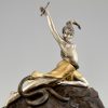 Art Deco bronze nude snake dancer