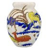 Art Deco vase céramique paysage avec biches