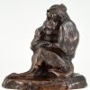 Antieke bronzen sculptuur twee apen