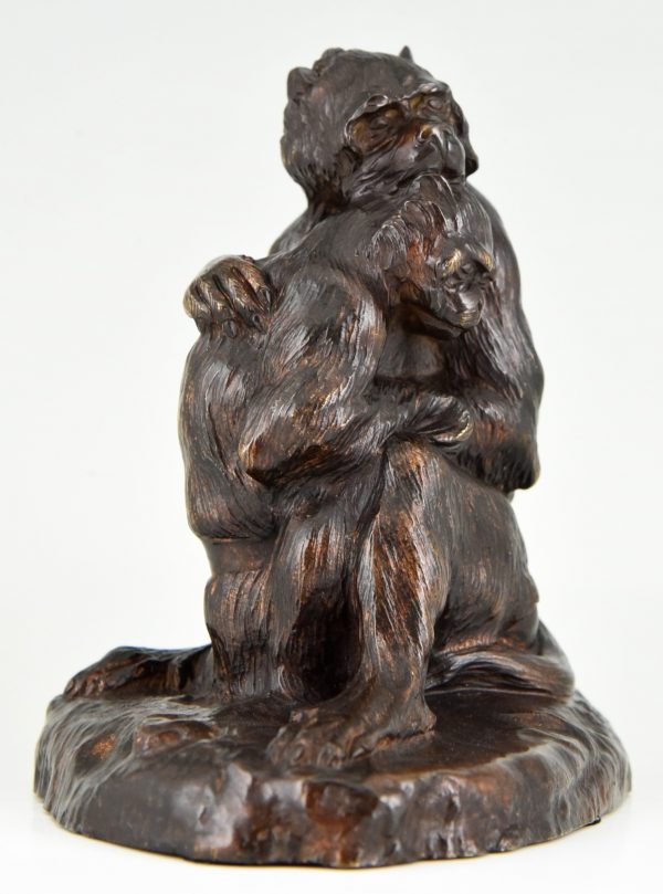 Bronze Skulptur zwei Affen