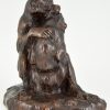 Antieke bronzen sculptuur twee apen