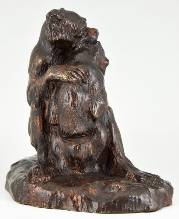 Antieke bronzen sculptuur twee apen