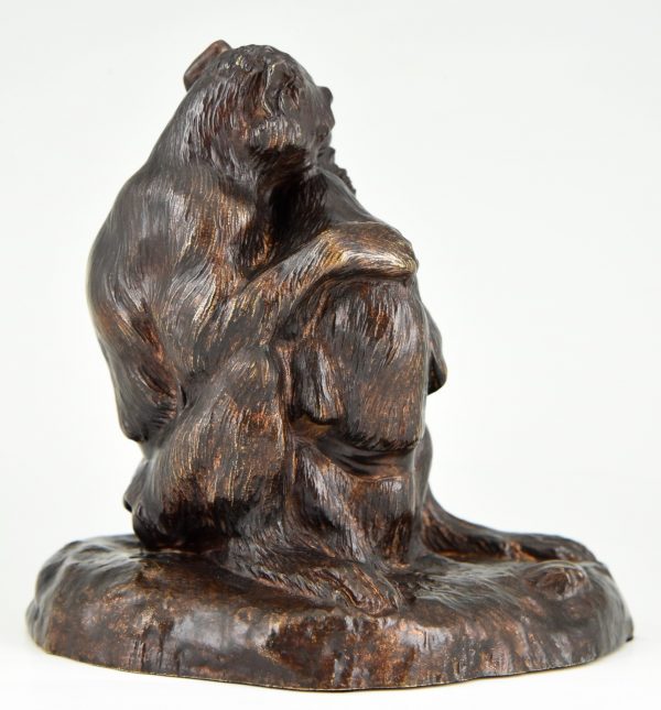 Antieke bronzen sculptuur twee apen