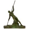 Art Deco Bronze Skulptur Mann mit Stab