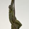 Art Deco bronze sculpture man with pole