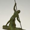 Art Deco sculpture bronze homme à la perche