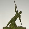 Art Deco Bronze Skulptur Mann mit Stab