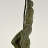 Art Deco bronze sculpture man with pole