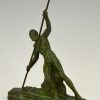 Art Deco bronzen sculptuur man met stok