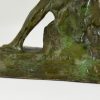 Art Deco bronze sculpture man with pole